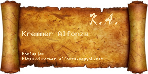 Kremmer Alfonza névjegykártya